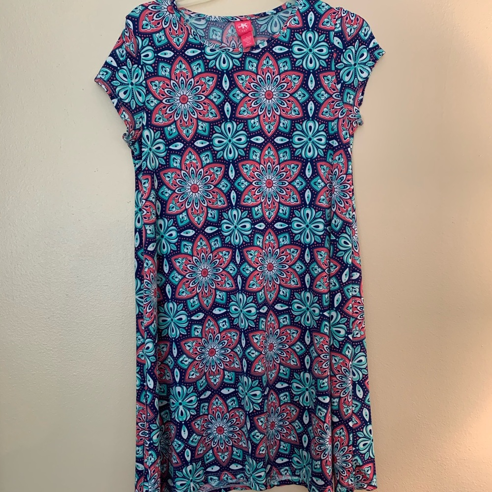 Blue and pink flower dress